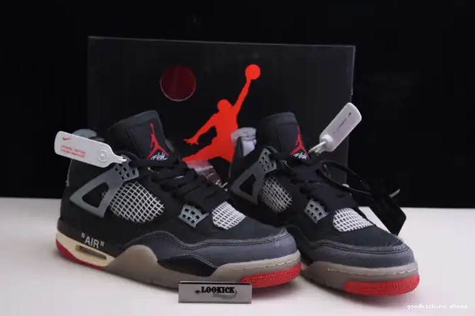 80% Off Sale x Bred Air Jordan Off White CV9388-001 4 Retro 0525